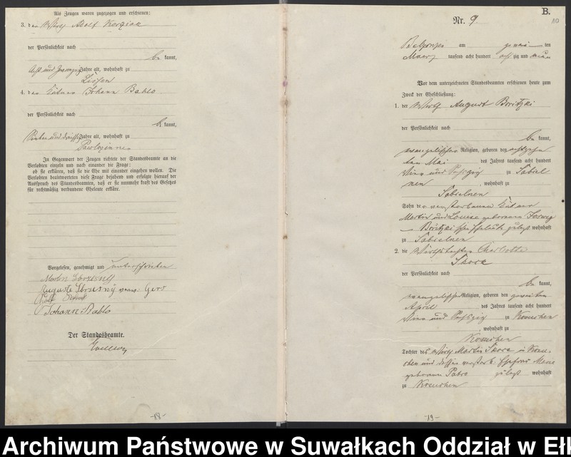 image.from.unit.number "Heiraths-Haupt-Register des Königlichen Preussischen Standes-Amtes Belzonzen Kreis Johannisburg"