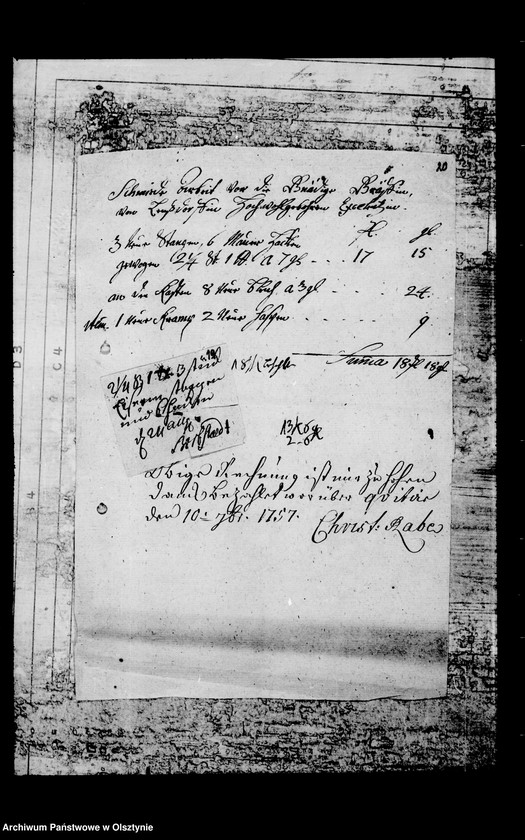 image.from.unit.number "/Schmiede-, Schlosser- u. a. Rechnungen für die Witwe Louisa Maria Gfin Lehndorff geb. v. Wallenrodt/"