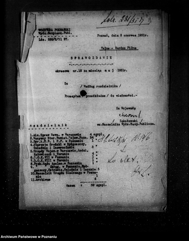 Obraz 5 z jednostki "Sprawozdania okresowe ze stanu bezpieczeństwa za miesiąc maj i czerwiec 1931 r. nr 18-19"