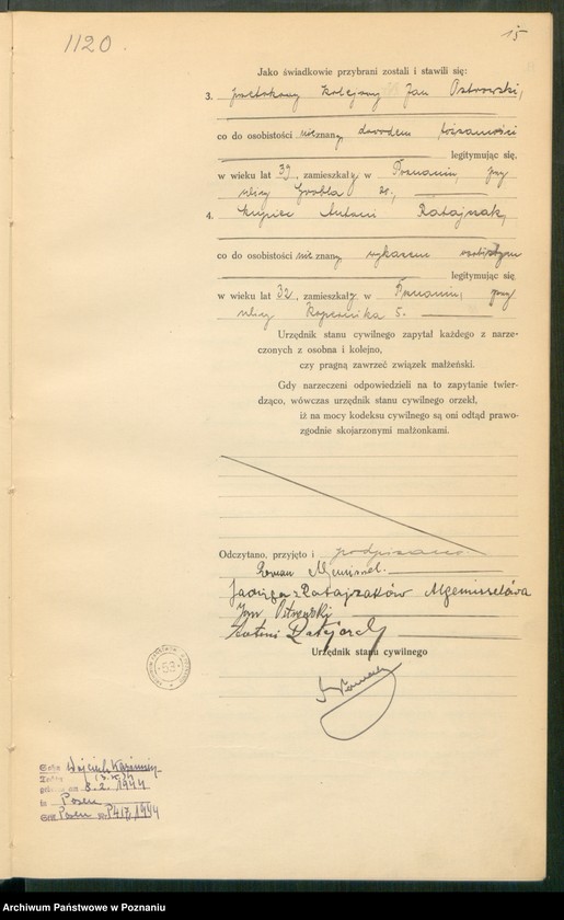 Obraz 17 z jednostki "Księga miejscowa małżeństw tom V [Rejestr główny małżeństw]"