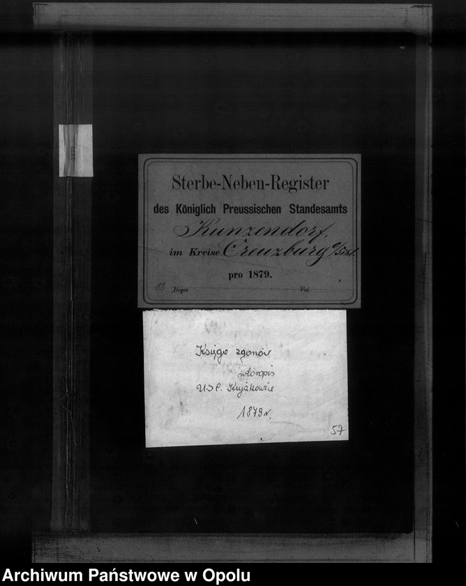 Obraz 2 z jednostki "Sterbe-Neben-Register Standesamts Kunzendorf pro 1879"