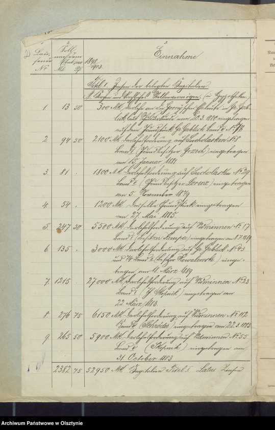 image.from.unit.number "Rechnung über Einnahme und Ausgabe der Kirchenkasse zu Widminnen"