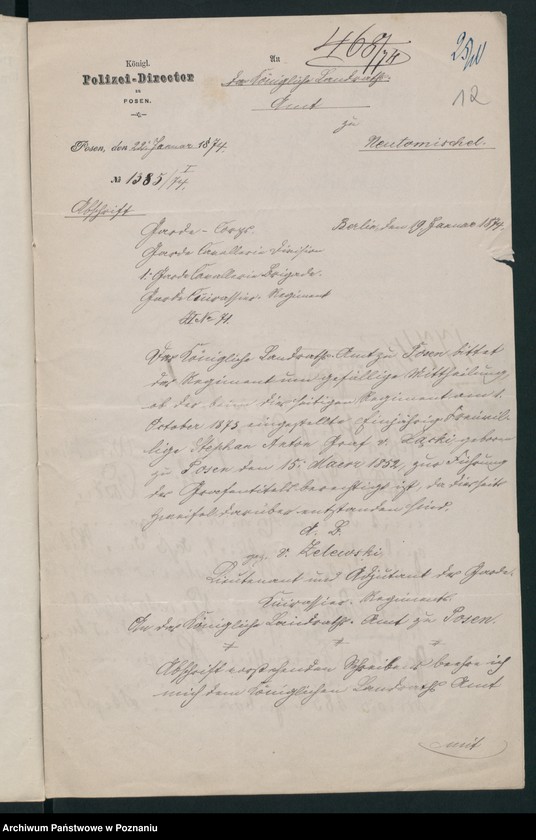 Obraz 16 z jednostki "A. betr. Wladislaus von Łącki auf Posadowo /Bemühungen um Grafentitel/ - auch Stefan und Anton"