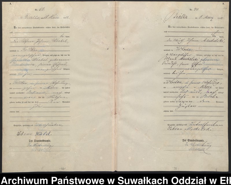 image.from.unit.number "[Geburts-Haupt-Register des Königlichen Preussischen Standes-Amtes Belzonzen Kreis Johannisburg]"