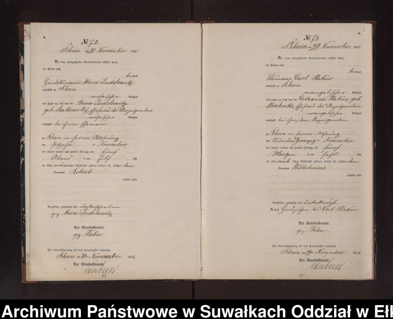 image.from.unit.number "Geburts-Neben-Register des Preussischen Standes-Amtes Rhein Kreis Lötzen"