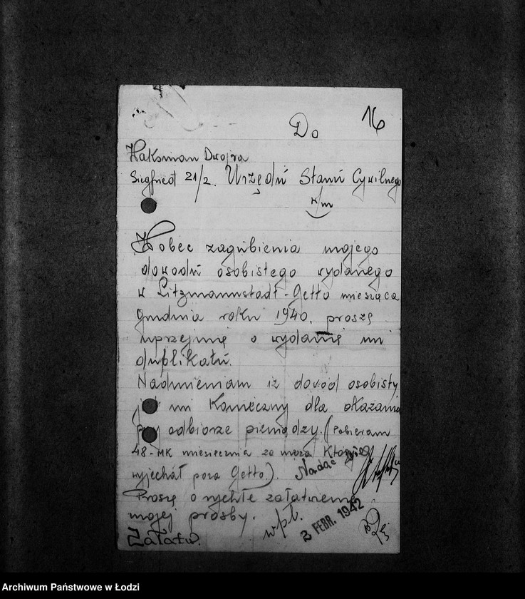 Obraz 20 z jednostki "[Korespondencja w sprawach zagubienia dokumentów tożsamości]"