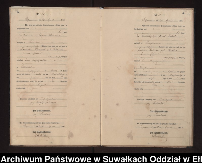 image.from.unit.number "Geburts-Neben-Register des Preussischen Standes-Amtes Stasswinnen Kreis Loetzen"