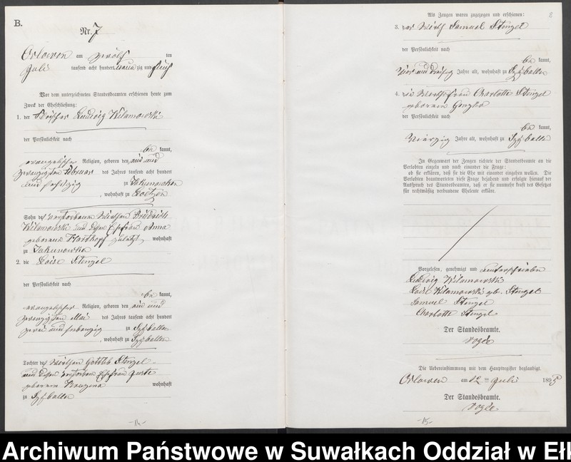 image.from.unit.number "Heiraths-Neben-Register des Preussischen Standes-Amtes Orlowen Kreis Loetzen für das Jahr 1895"