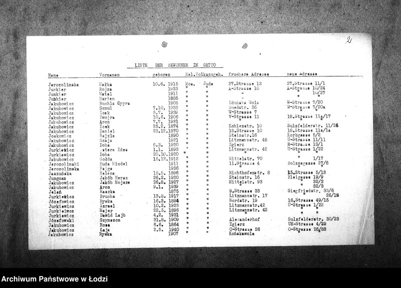 Obraz 5 z jednostki "[Alfabetyczny spis mieszkańców getta. Litera J]"