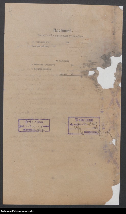 Obraz 11 z jednostki "Ludwik Wagner- właściciele Berta Wagner i Bracia Stegeman- prowadzenie farbiarni i wykończalni"