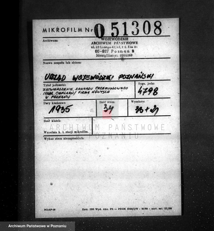 Obraz 2 z jednostki "Zatwierdzenie zakładu przemysłowego /fabr. cieplarń/ Firma Höntsch w Poznaniu"