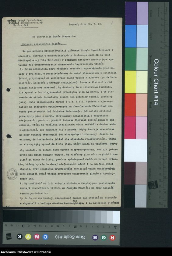 Obraz 3 z jednostki "[Statystyka produkcji rolnej - wynagrodzenia za oszacowanie plonów w 1919 roku]"