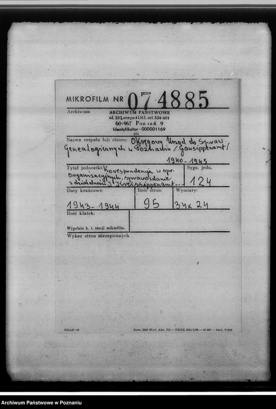 Obraz 2 z jednostki "[Korespondencja w sprawach organizacyjnych, sprawozdanie z działalności] Kreissippenamt Gnesen [Gniezno]"