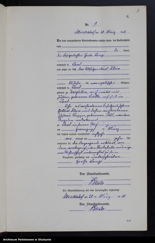 Obraz 11 z jednostki "Sterbe-Neben-Register Nr 1 - 32 [ Księga zgonów - wtóropis ]"