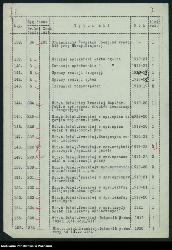 Obraz 9 z jednostki "[Spis akt byłego Ministerstwa byłej Dzielnicy Pruskiej...]"