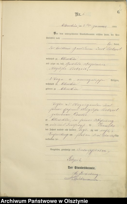image.from.unit.number "Sterbe-Haupt-Register Tom I,Nr 1 - 302"