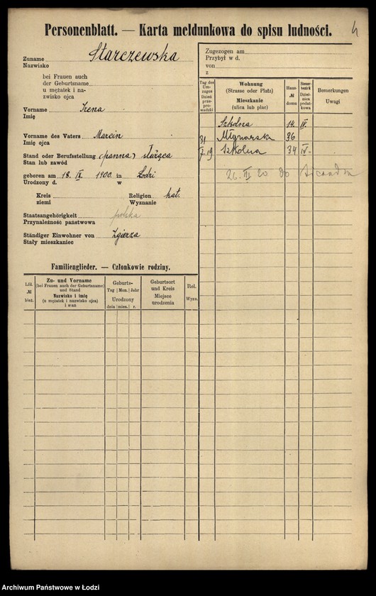 Obraz 6 z jednostki "[Spis ludności Łodzi] Starczewska-Stasiak"