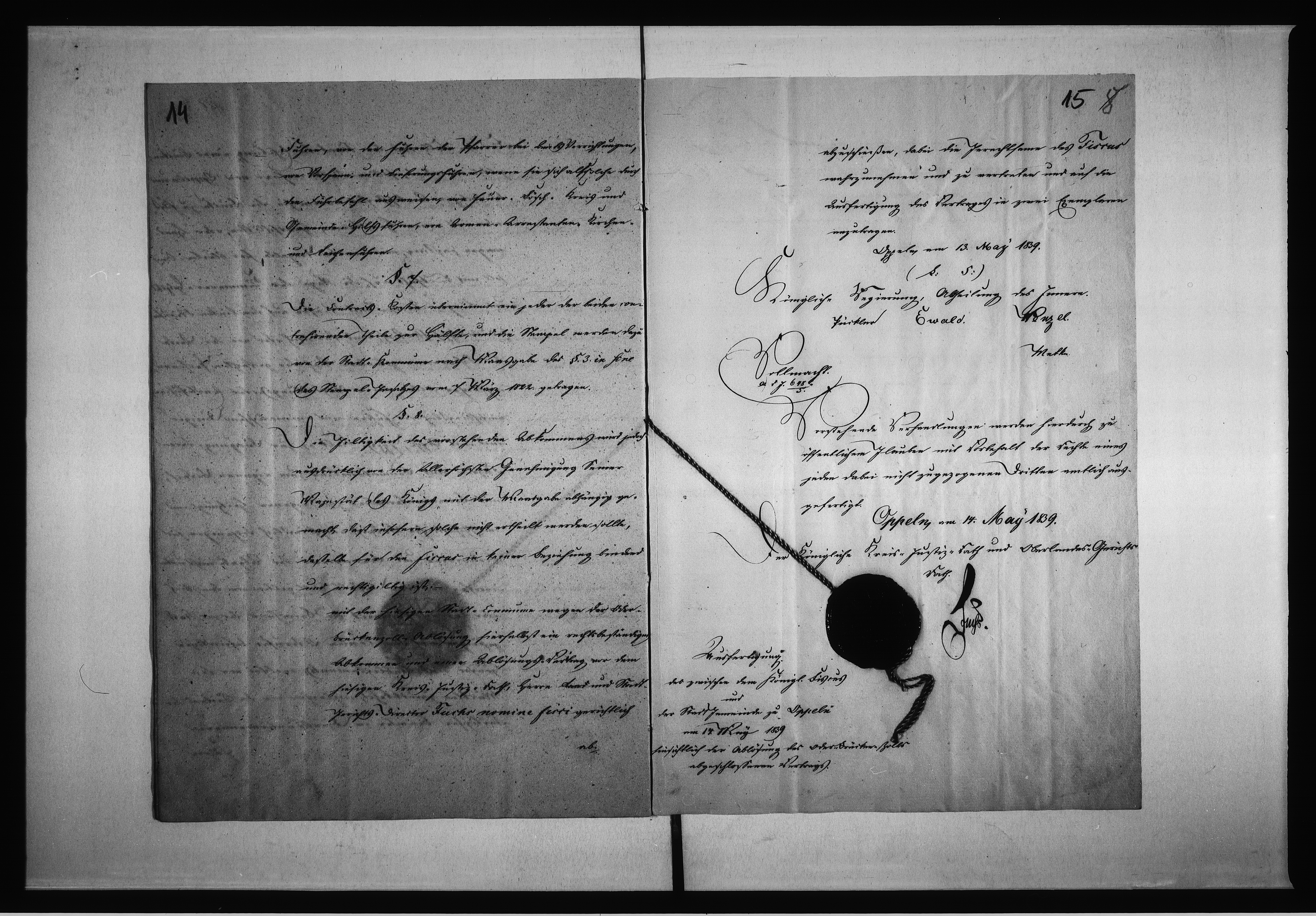 Obraz 13 z jednostki "Gerichtlich unterm 14 ten Mai 1839 abgeschlossener Ablösungs-Vertrag über die Oderbrückenzoll Gerechtigkeit et" Ordre v. 7 te August" 1839 ad Depositum genommen Richter Kamer. Unterm 8 ten "Juni 41" zu v Einsicht heraus genommen Frochlich Richter Unterm 17 te Juni 41. wieder ad Depositum Frochlich Richter"