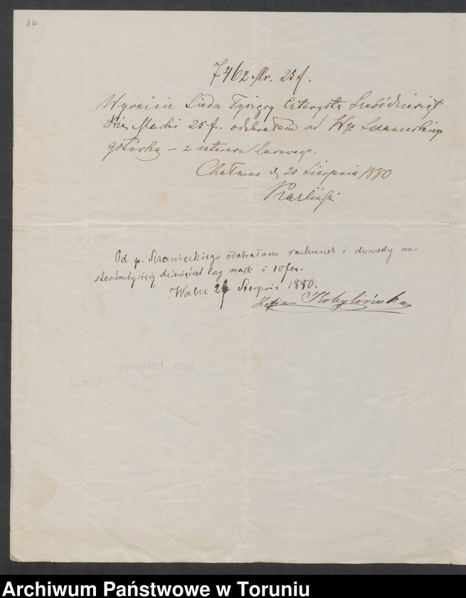 image.from.unit.number "[Michał Leon Sczaniecki i Bogusława z Kruszyńskich. Akcje, rachunki, wyliczenia finansowe, autografy (m. in. Szymona Askenazego), "bilet na bal u sułtana", itp.]"