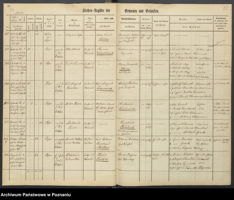 Obraz 20 z jednostki "Verzeichniss der Gebornen und Getauften, Getrauten, Verstorbenen"