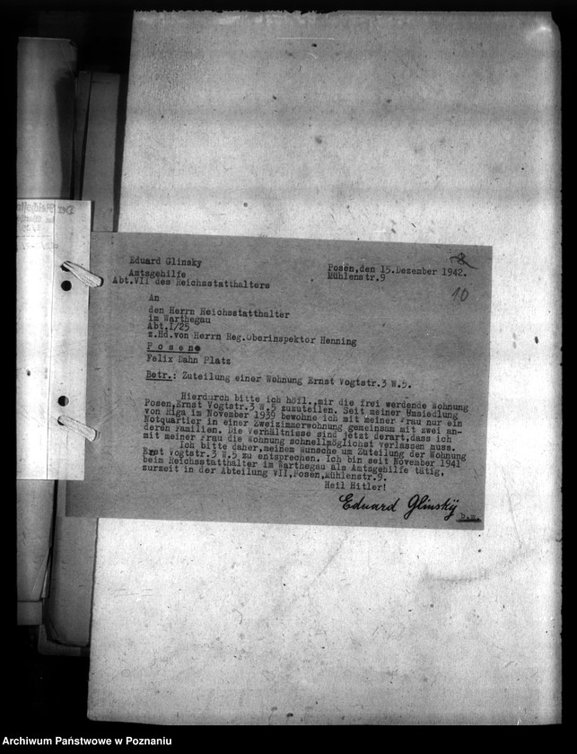 Obraz 14 z jednostki "Wohnungszuweisungen für Deutsche. Verdrängung der Polen."