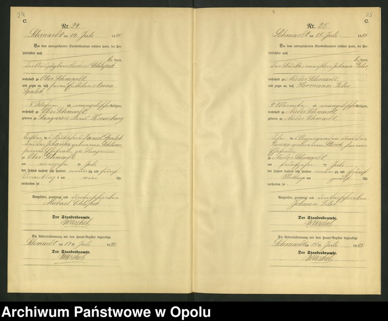 image.from.unit.number "Sterbe-Neben-Register Standesamts Schmardt pro 1895"