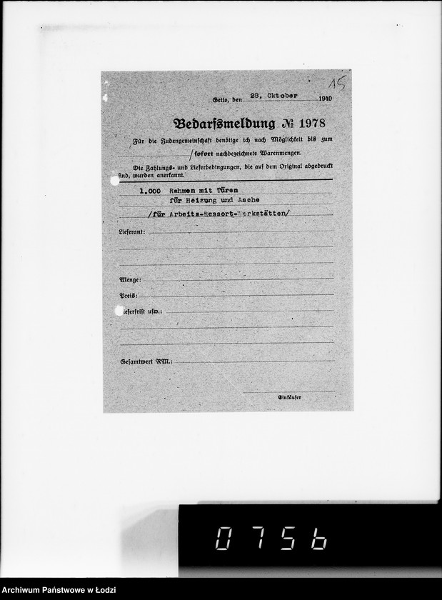 Obraz 19 z jednostki "Stornierte Bedarfsmeldungen [Korespondencja z różnymi firmami niemieckimi w sprawie dostawy różnych artykułów przemysłowych]"