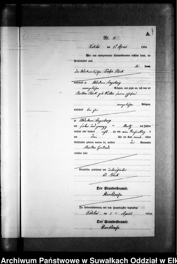 image.from.unit.number "Geburts-Neben-Register des Preussischen Standes-Amtes Kehlen Kreis Angerburg"