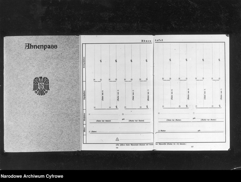 image.from.unit.number "Dokument Ahnenpass aryjskiego rodowodu obywateli III Rzeszy "