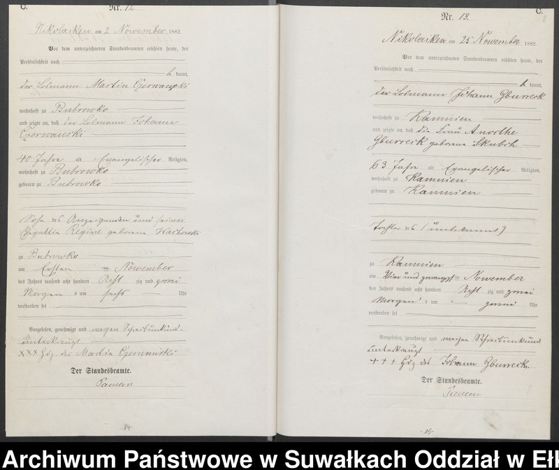image.from.unit.number "Sterbe-Haupt-Register des Königlich Preussischen Standes-Amtes Forstrevier Nicolaiken Kreis Sensburg für das Jahr 1882[do 1884]"