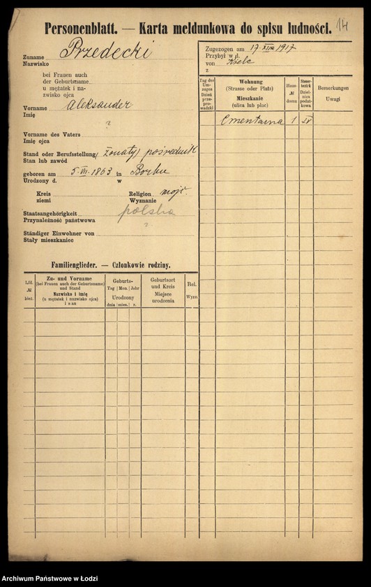 Obraz 16 z jednostki "[Spis ludności Łodzi] Przedbórz-Przybyliński"