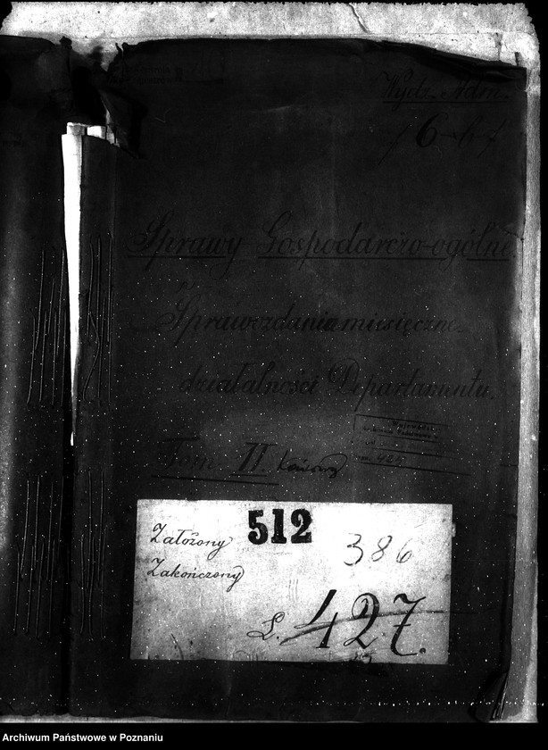 Obraz 4 z jednostki "Sprawy gospodarcze-ogólne Sprawozdania miesięczne działalności dep."