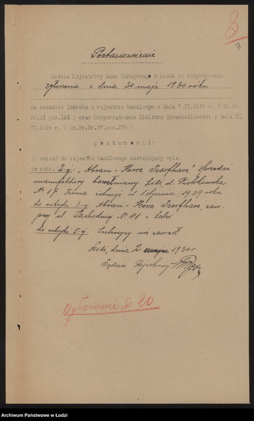 Obraz 5 z jednostki "Abram Hersz Szarfharc- sprzedaż manufaktury bawełnianej"