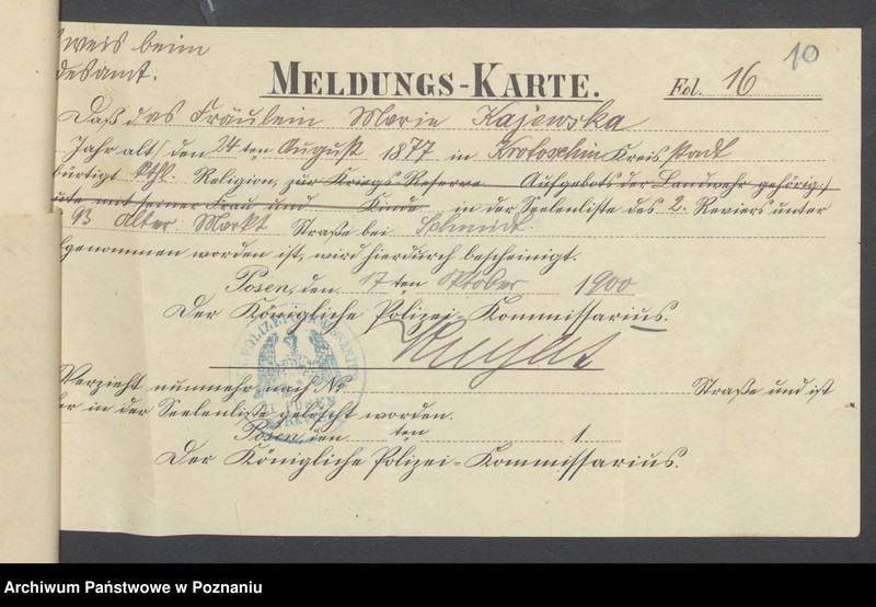 Obraz 12 z jednostki "Die von den Verlobten beigebrachten Urkunden zur Eheschliessung pro 1900"