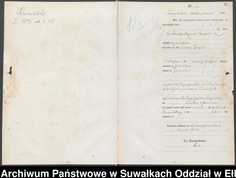image.from.unit.number "Sterbe-Haupt-Register des Königlichen Preussischen Standes-Amtes Kumilsko Kreis Johannisburg"