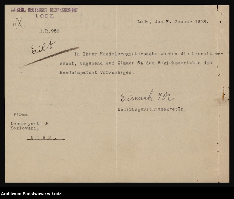 Obraz 19 z jednostki "Leszczyński i Kozłowski - skład towarów żelaznych i naczyń kuchennych"