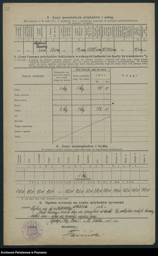Obraz 19 z jednostki "[Wykazy cen z września 1921 roku w miastach województwa poznańskiego i pomorskiego]"