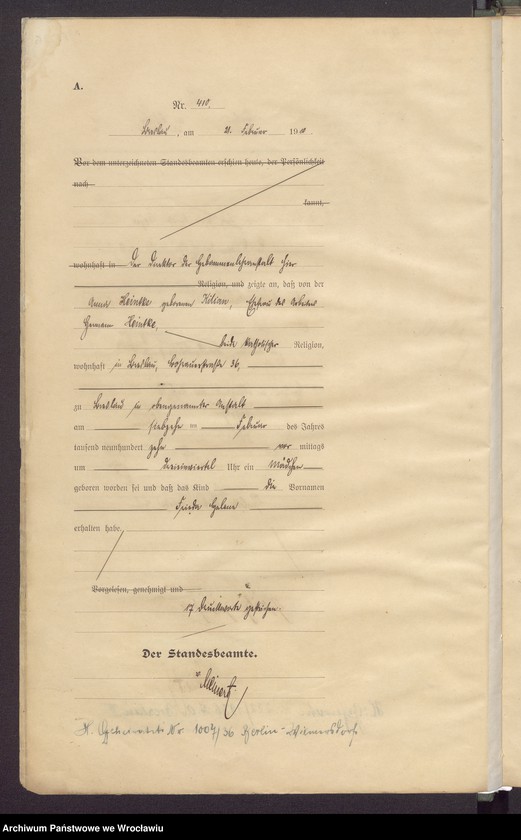 image.from.unit.number "Geburts-Haupt-Register Breslau IV 1910 Band 2"