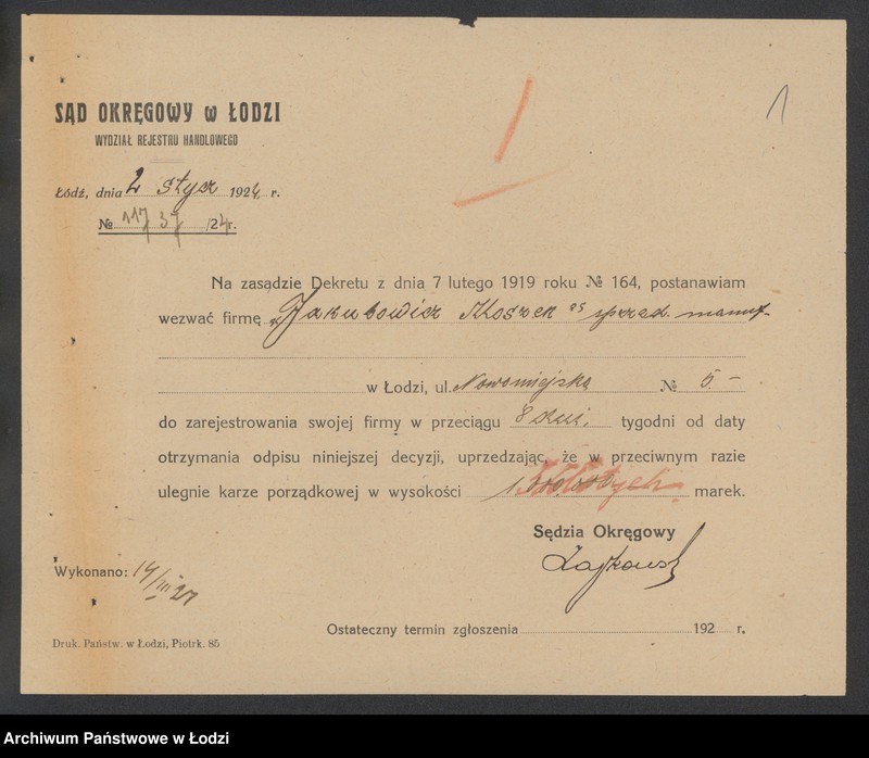 Obraz 3 z jednostki "Moszek Jakubowicz- sprzedaż manufaktury bawełnianej"