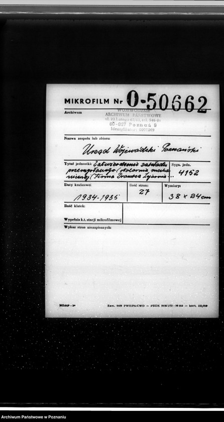 Obraz 2 z jednostki "Zatwierdzenie zakładu przemysłowego /stolarni mechanicznej/ Firma Drawska Lejarnia Żelaza w Drawskim Młynie pow. czarnkowski"