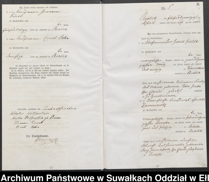 image.from.unit.number "Heiraths-Haupt-Register des Königlich Preussischen Standes-Amtes Bialla Kreis Johannisburg"