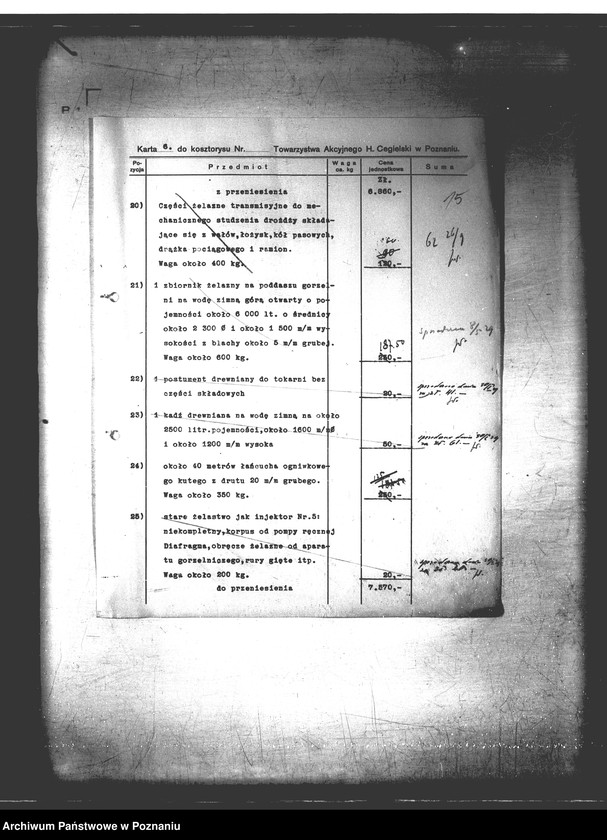 Obraz 19 z jednostki "Huta - powiat bydgoski /m.in. wyszacowanie gorzelni/"