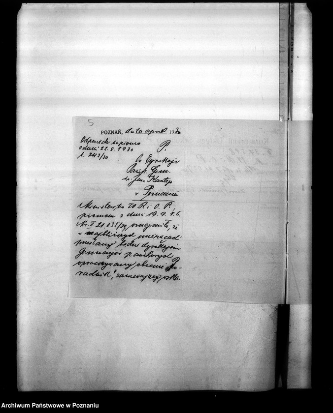 Obraz 9 z jednostki "Państwowe Gimnazjum imienia Jana Kantego w Poznaniu [sprawozdanie z egzaminu eksternów z 6 klas i innych]"