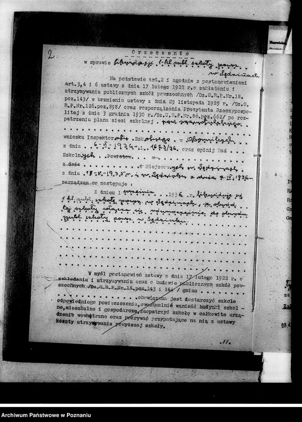 Obraz 5 z jednostki "Szkoła Powszechna- Sędzin, powiat Szamotuły"