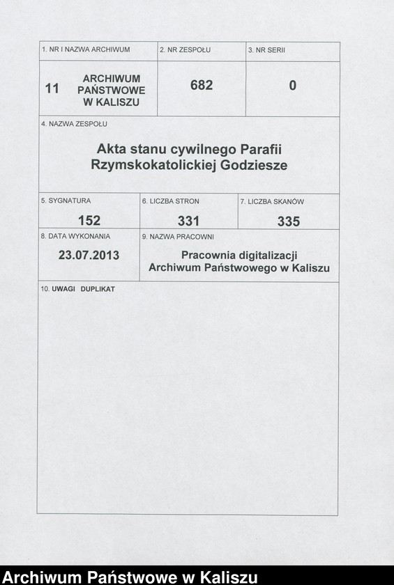 Obraz 1 z jednostki "Duplikat akt urodzeń, małżeństw, zgonów"