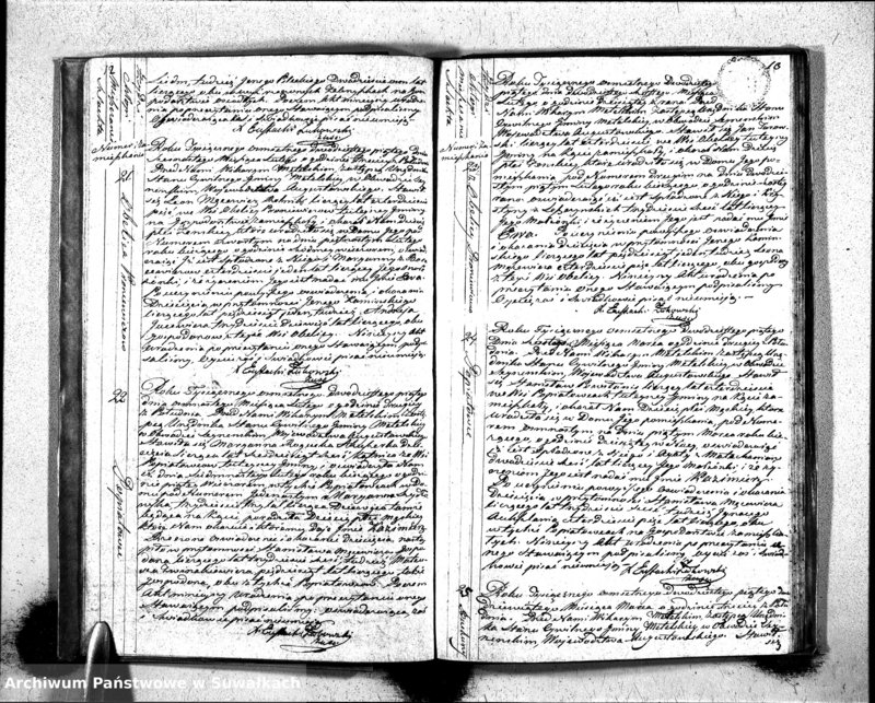 Obraz 8 z jednostki "Księga Aktów Urodzenia Urzędnika Stanu Cywilnego Gminy Metelskiey Pttu Seyneńskiego Wttwa Augustowskiego Od dnia 1- go Stycznia Tysiąc Osimset dwudziestego piątego roku 1825"