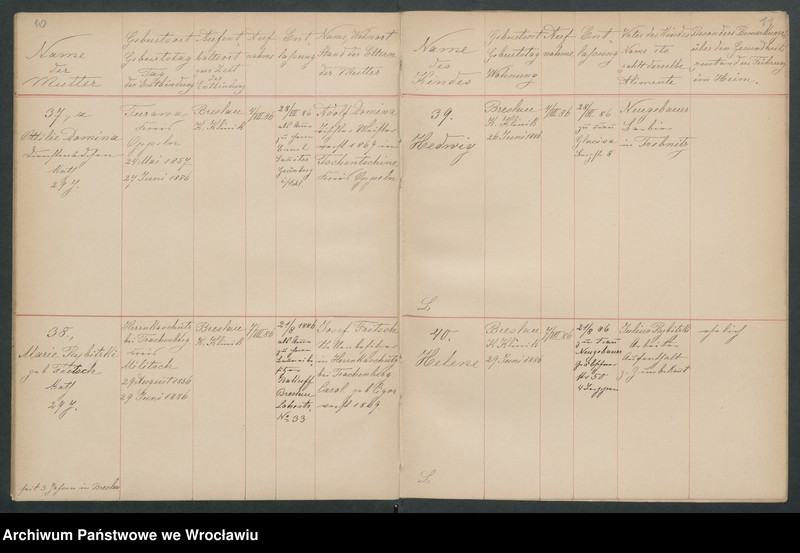 image.from.unit.number "Aufnahmebücher des früh. Kiserl. Kinderheims in Gräbschen"