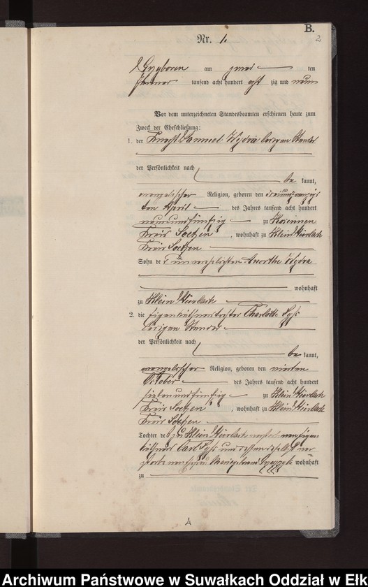 image.from.unit.number "Heiraths-Neben-Register des Preussischen Standes-Amtes Gross Stürlack Kreis Loetzen"