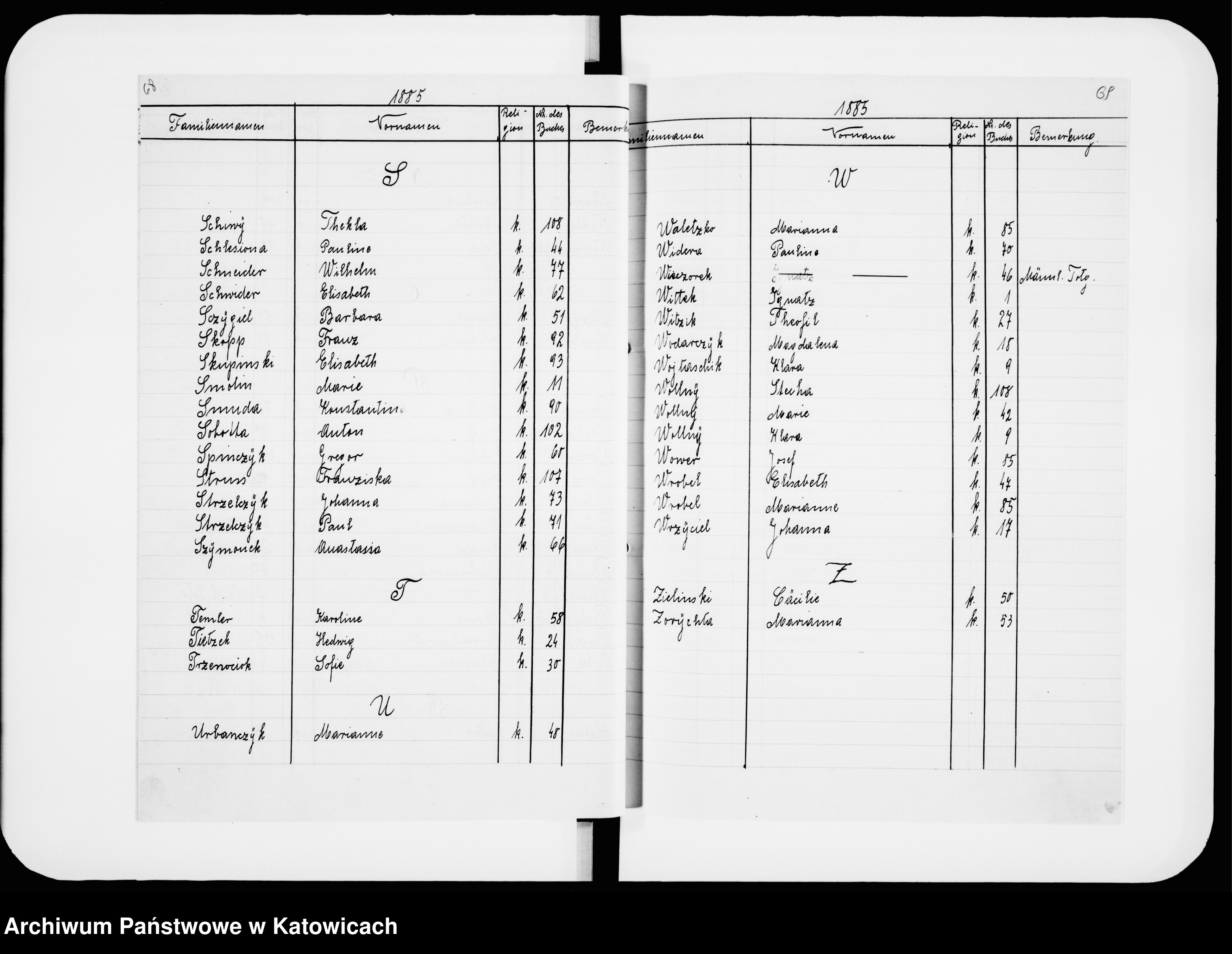 Skan z jednostki: Skorowidz do ksiąg zgonów
