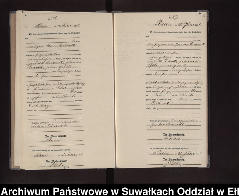 image.from.unit.number "Geburts-Neben-Register des Preussischen Standes-Amtes Rhein Kreis Lötzen"